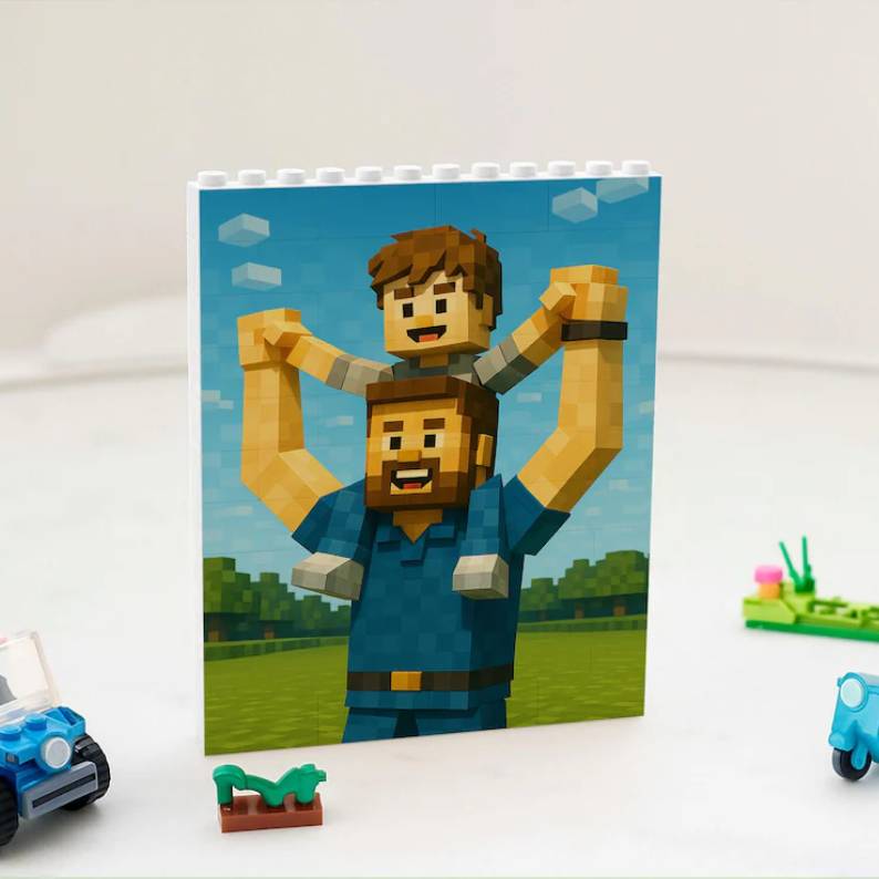 Personalized Photo Building Blocks Custom Gift for Dad