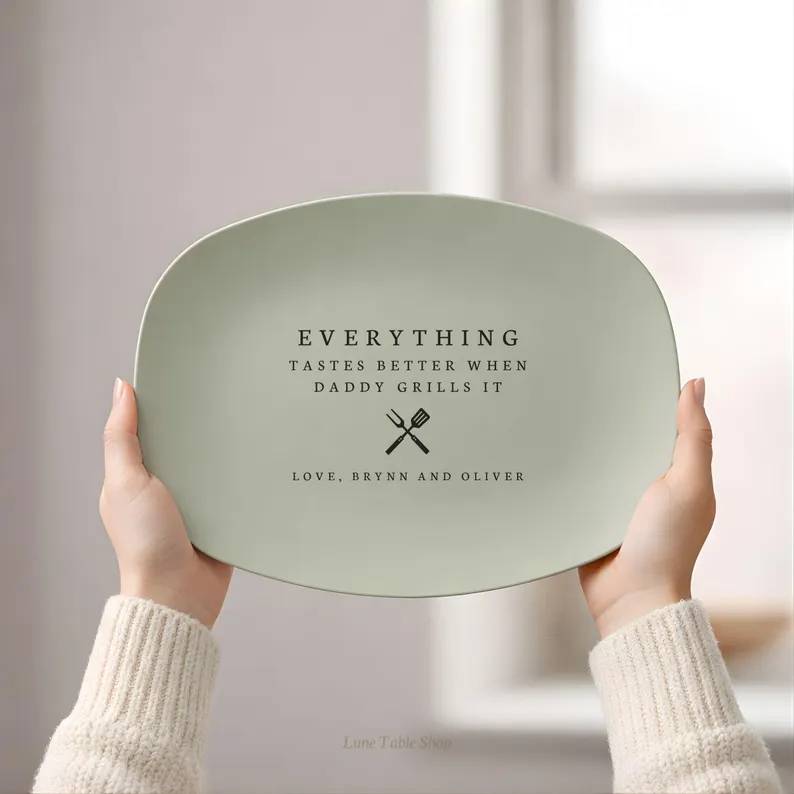 Personalized Grilling Platter Custom BBQ Tray Gift for Dad