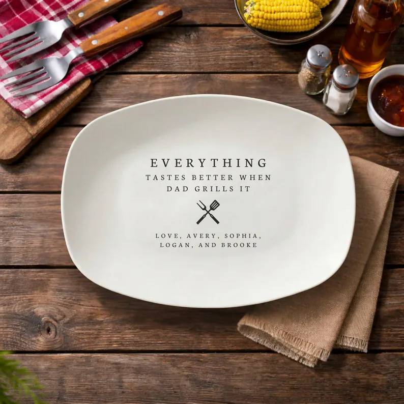 Personalized Grilling Platter Custom BBQ Tray Gift for Dad