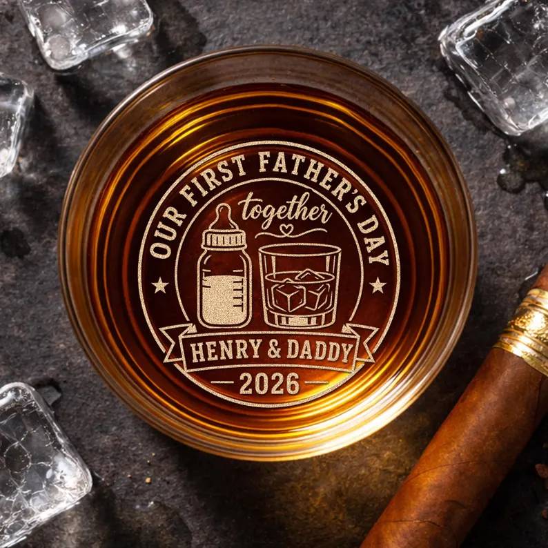 Personalized Engraved Whiskey Glass Custom Dad Gift for Father's Day