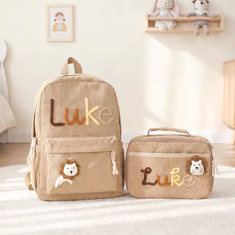 Personalized Corduroy Backpack for Kids - Custom Name Gift