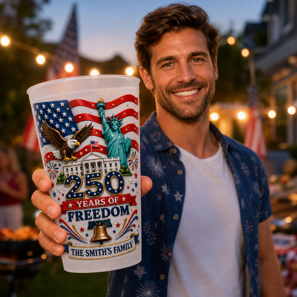 Personalized Frosted Cups for 250th Independence Day Gift