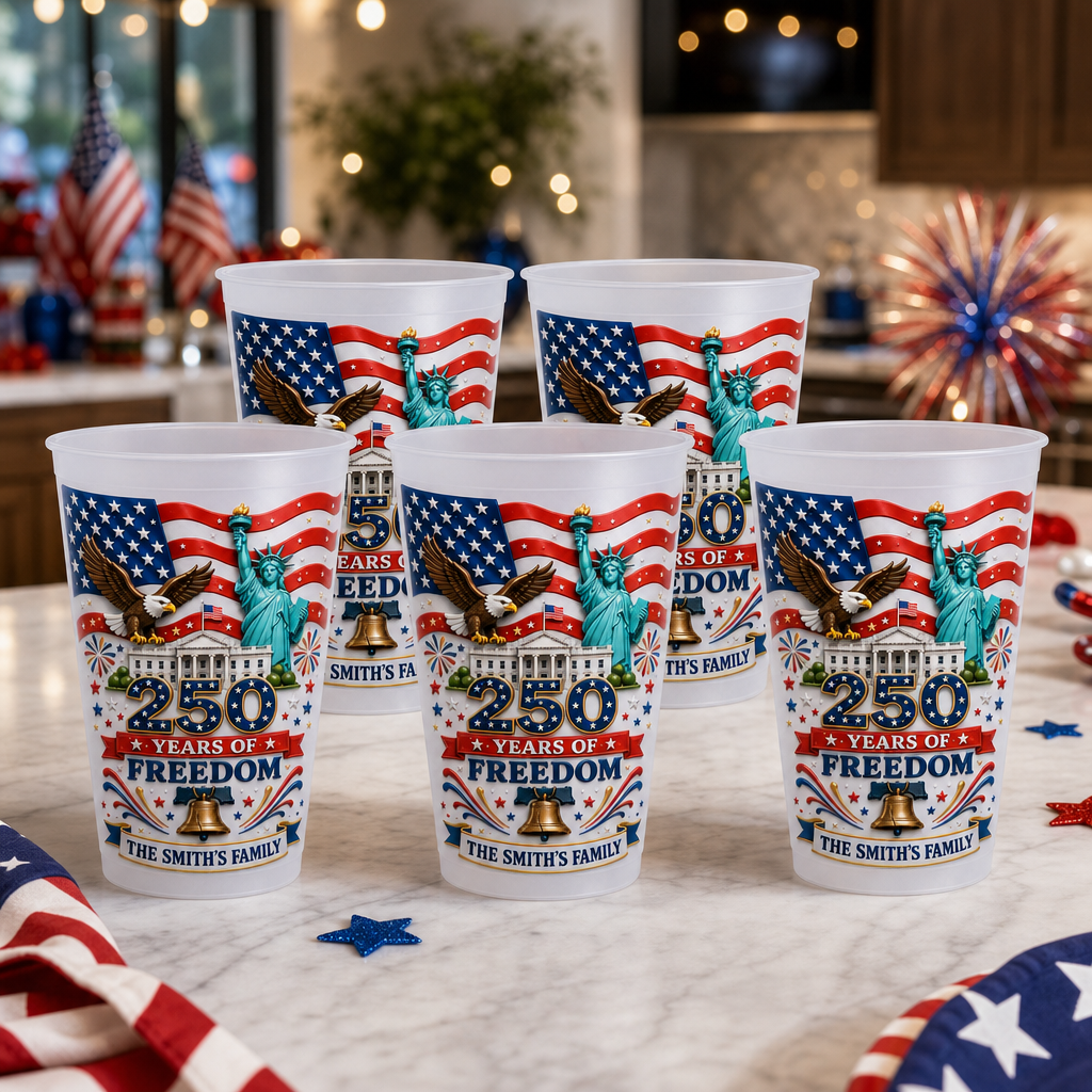 Personalized Frosted Cups for 250th Independence Day Gift