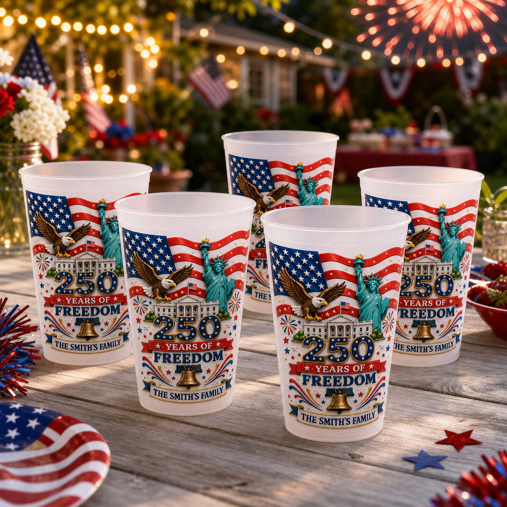 Personalized Frosted Cups for 250th Independence Day Gift