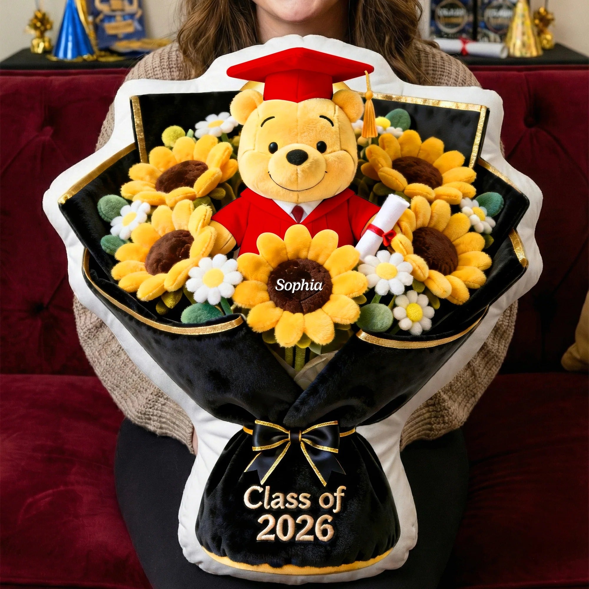 Personalized Graduation Flower Pillow with Custom Name Gift for Graduates