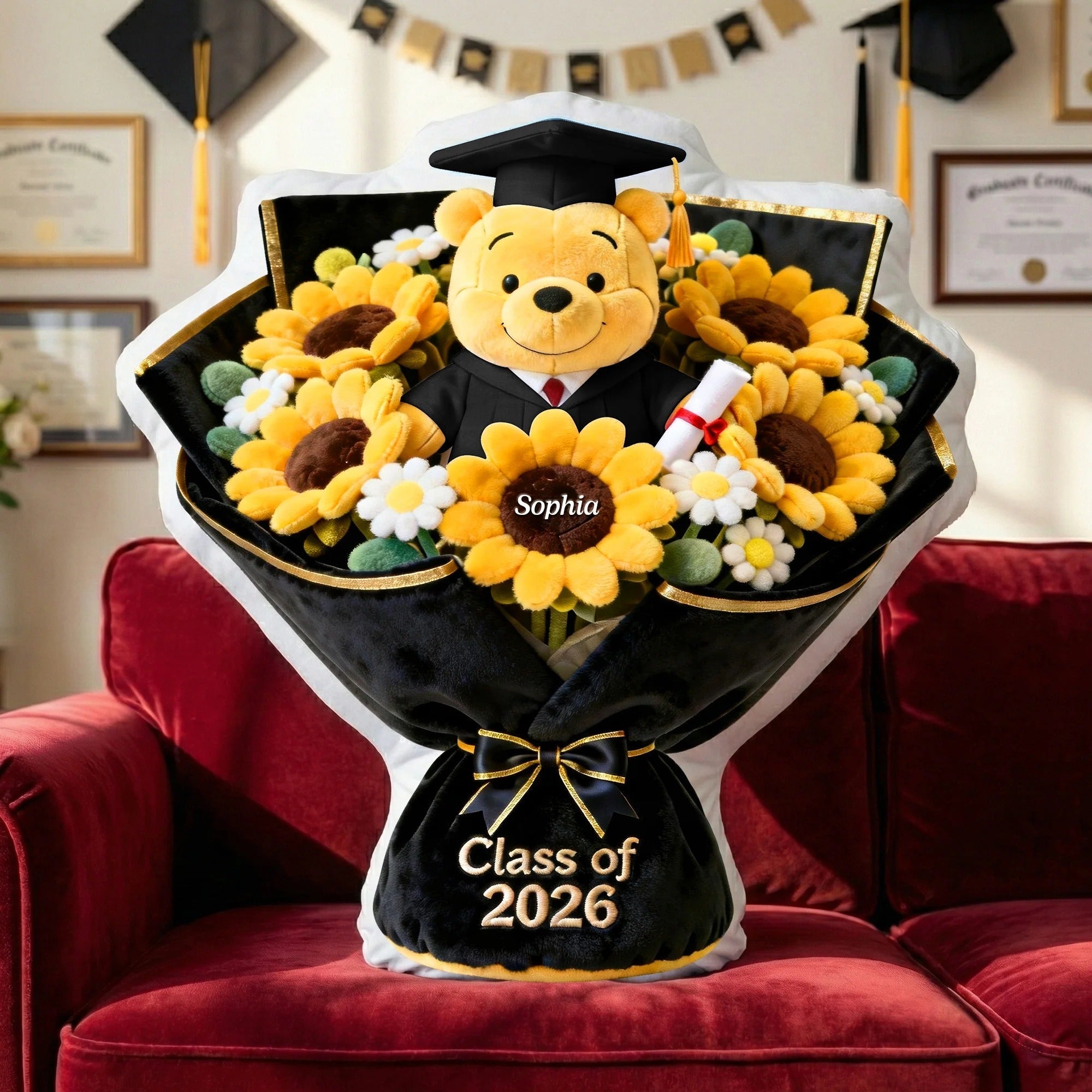 Personalized Graduation Flower Pillow with Custom Name Gift for Graduates