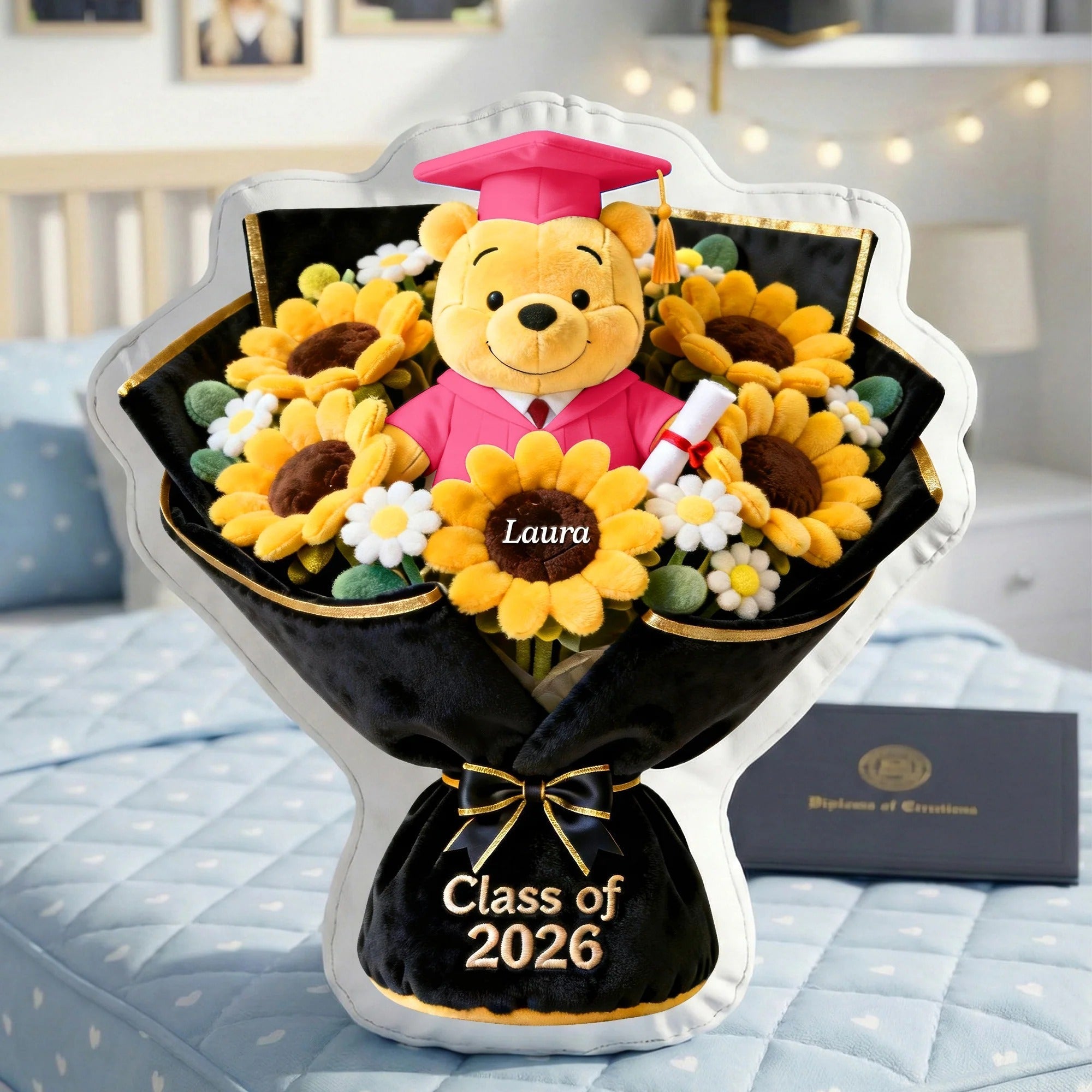 Personalized Graduation Flower Pillow with Custom Name Gift for Graduates