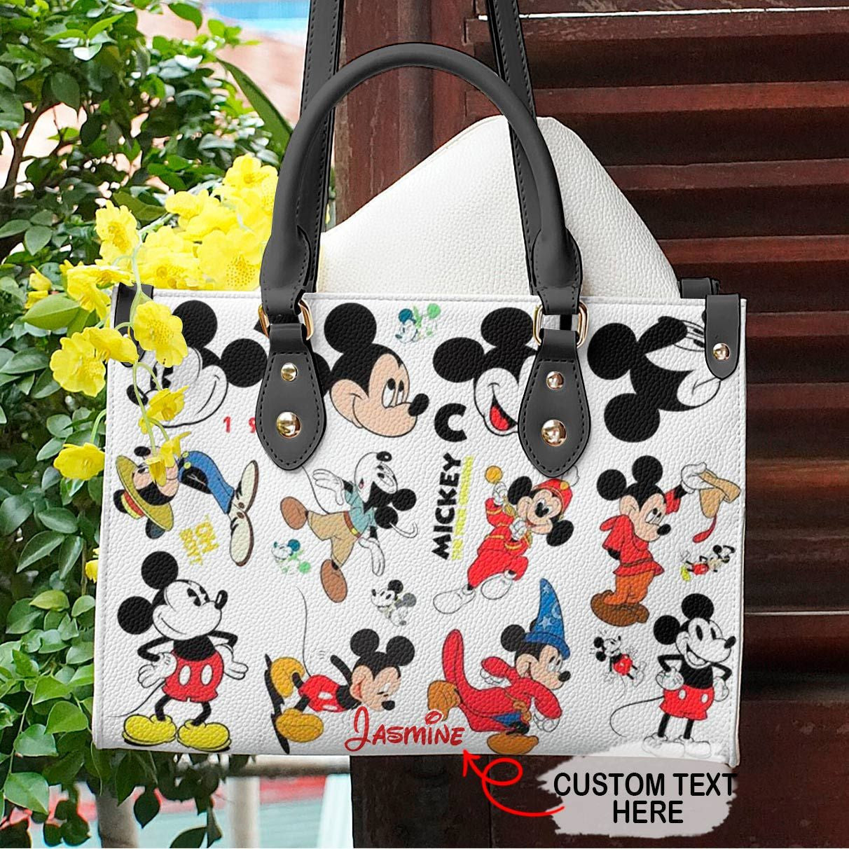 Personalized Mickey Mouse Leather Handbag Custom Name Gift