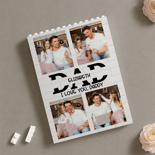Personalized Photo Collage Building Brick Puzzle Gift for Dad
