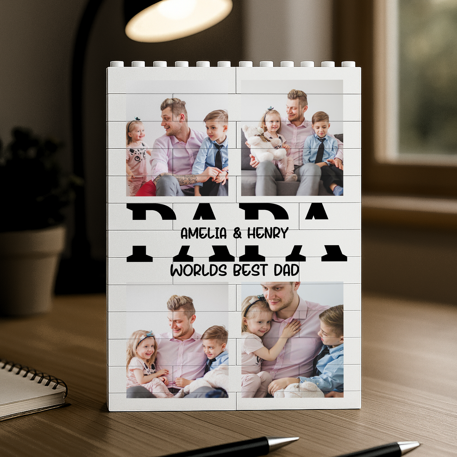 Personalized Photo Collage Building Brick Puzzle Gift for Dad