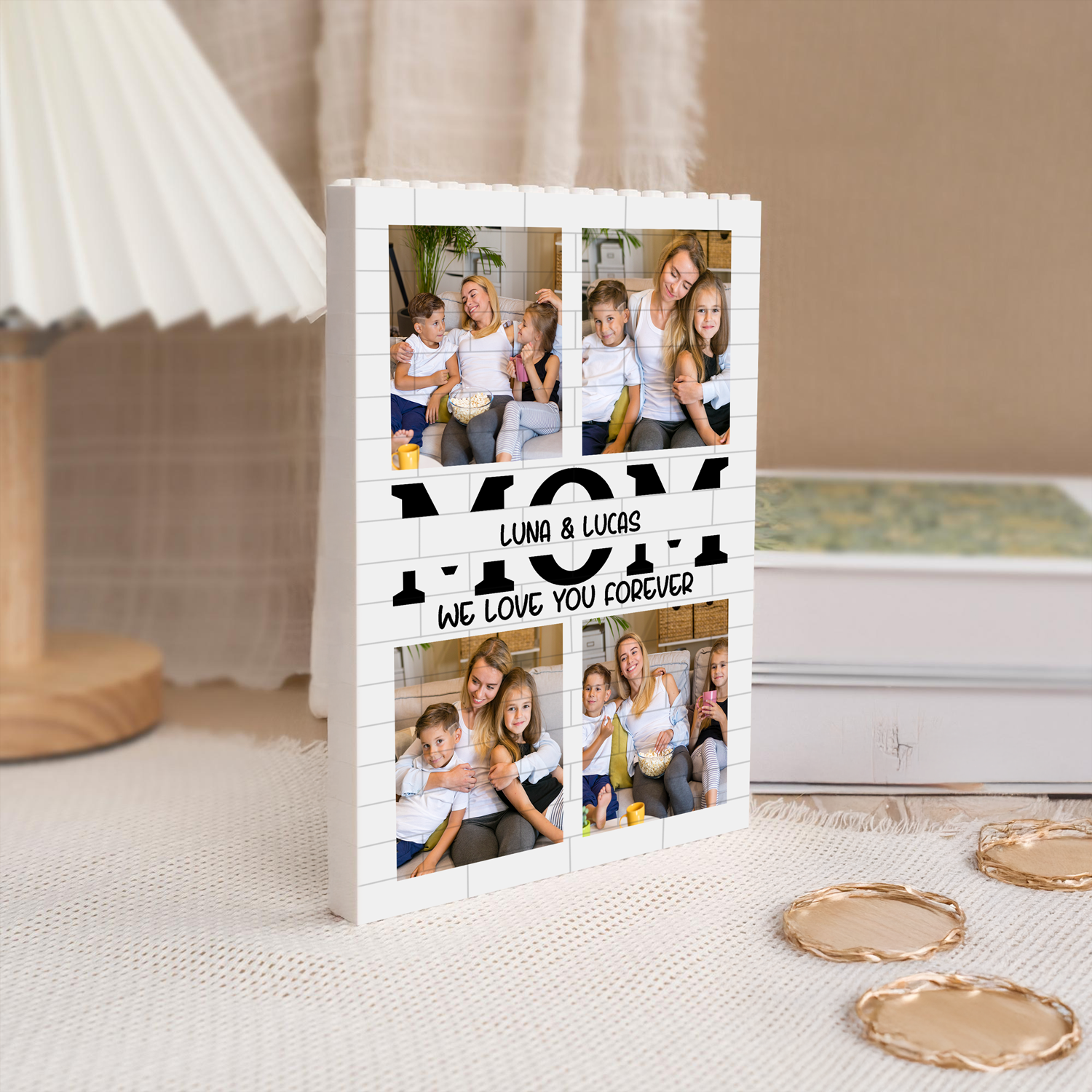 Personalized Photo Collage Building Brick Puzzle Gift for Dad
