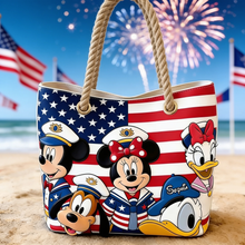 Load image into Gallery viewer, Personalized Beach Bag with USA Flag Design - Custom Vacation Gift for Movie Fans
