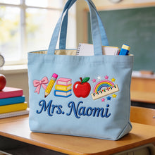 Load image into Gallery viewer, Personalized Teacher Tote Bag Custom Name Gift for Educators
