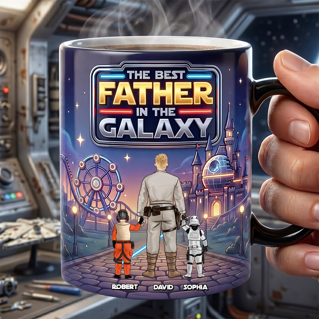 Personalized Color Changing Mug for Dad - Best Father in the Galaxy - Gift for Father's Day