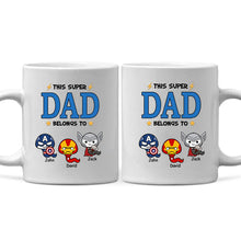 Load image into Gallery viewer, Personalized Super Dad Ceramic Mug Custom Family Names Gift
