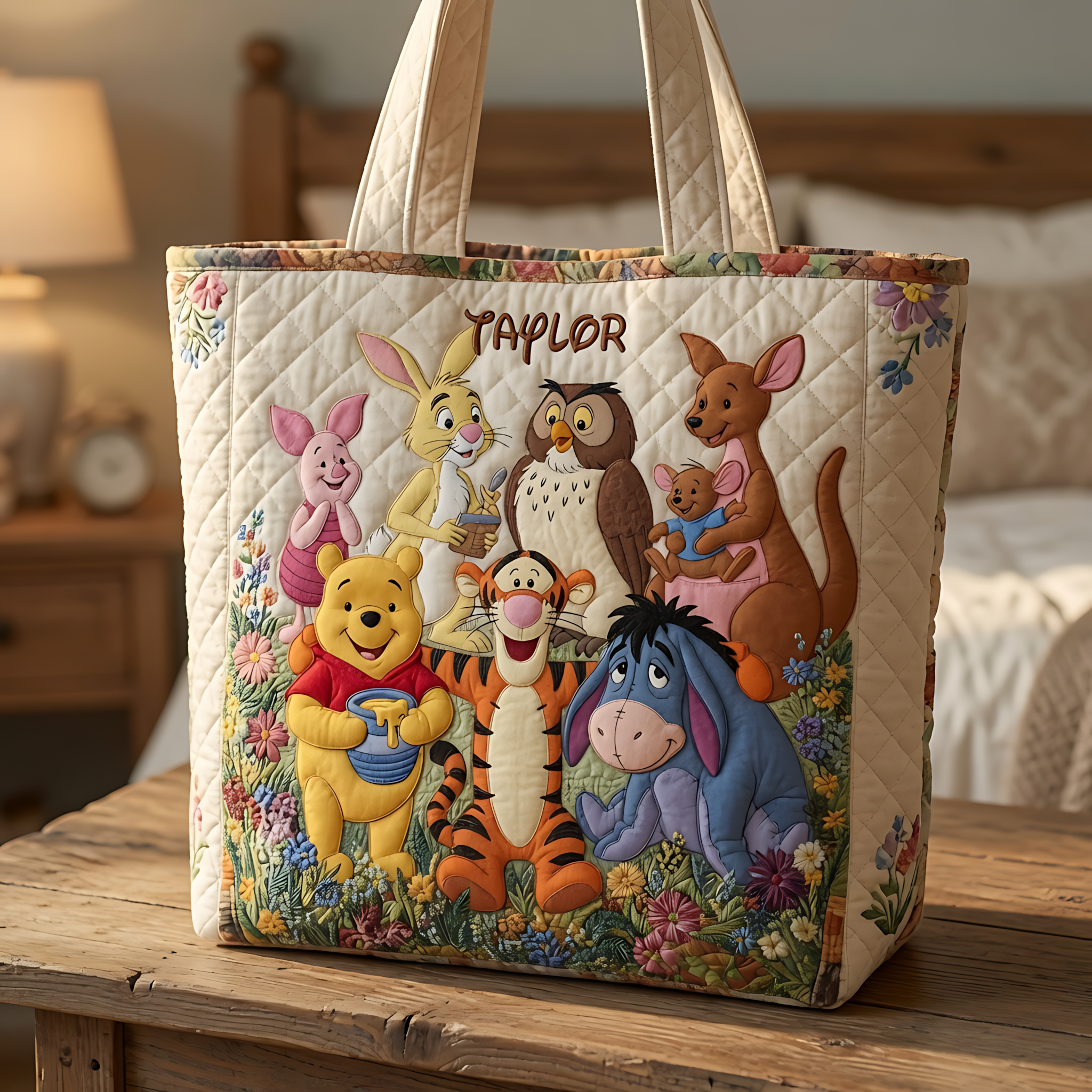 Personalized Quilted Tote Bag with Forest Friends for Movie Fans
