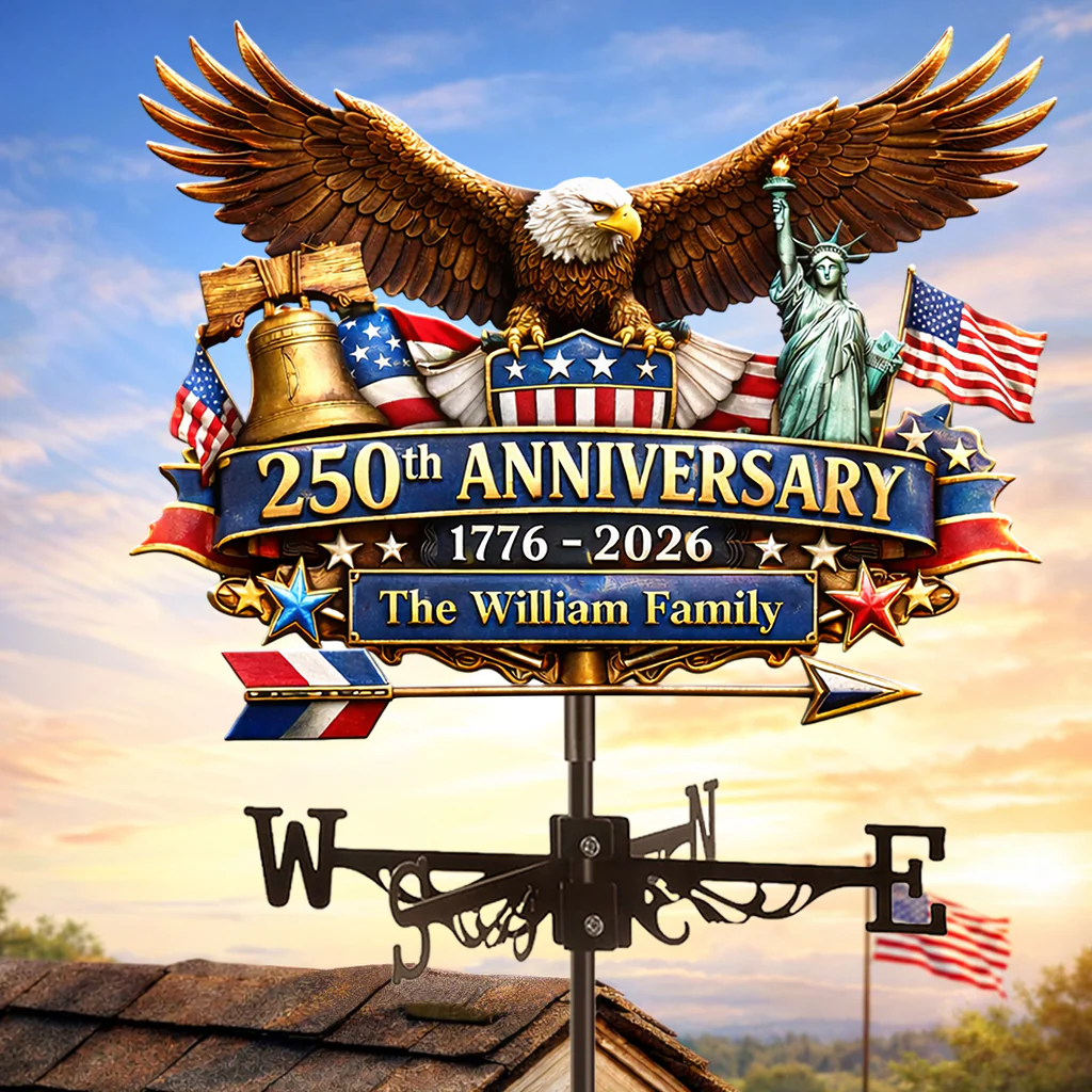 Personalized Eagle American Flag Weather Vane Gift for Patriotic Family