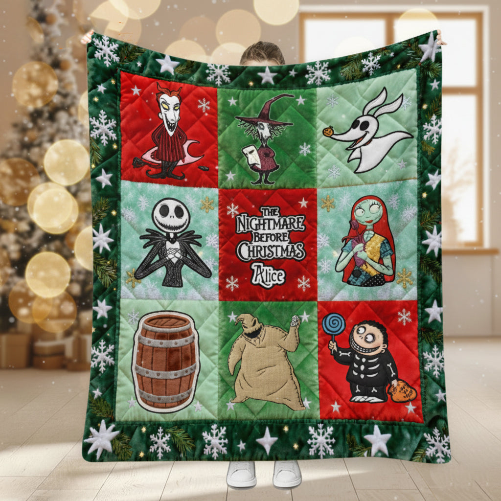Personalized Spooky Blanket Nightmare Before Christmas Gifts for Family