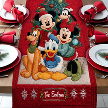 Load image into Gallery viewer, Personalized Christmas Quilt Table Runner Custom Family Name Holiday Decor
