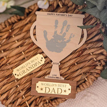 Load image into Gallery viewer, Personalized Handprint Wood Sign Gift for Dad Grandpa
