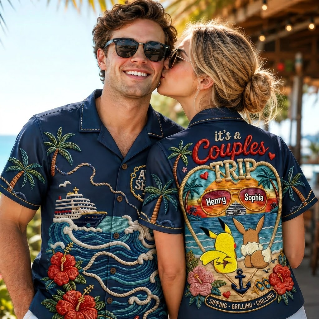 Personalized Hawaiian Shirt for Couples Trip Summer Vacation Gift
