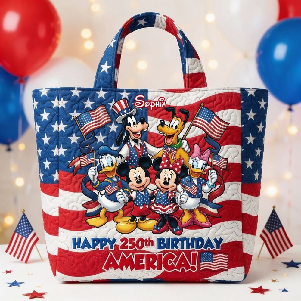 Personalized Quilted Tote Bag with USA 250th Design for Independence Day Gift