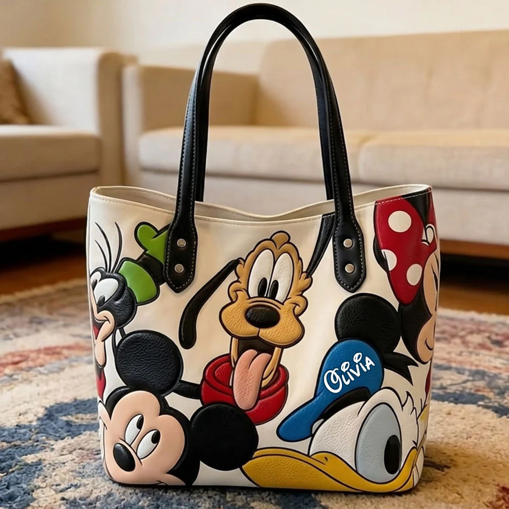 Personalized Disney Character Tote Bag Custom Name Gift for Movie Fans