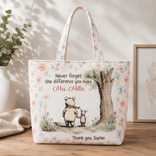 Load image into Gallery viewer, Personalized Quilted Tote Bag Thank You Teacher Gift Floral
