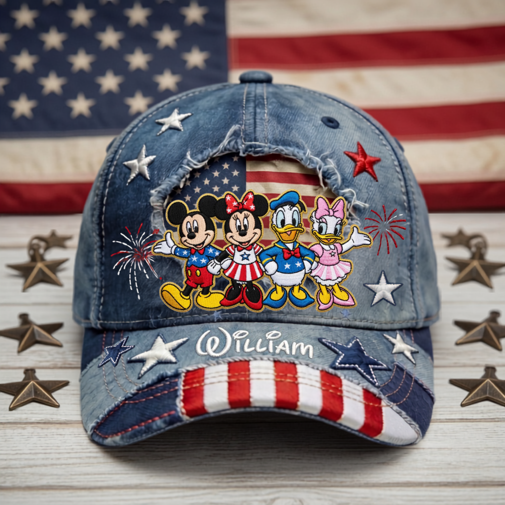 Personalized Classic Cap with Mickey & Friends - Unique Gift for Patriots