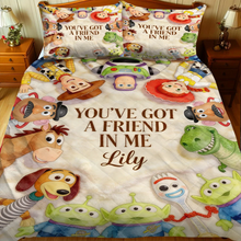 Load image into Gallery viewer, Personalized Kids Quilt Bedding Set with Toy Story Theme - Custom Name Gift
