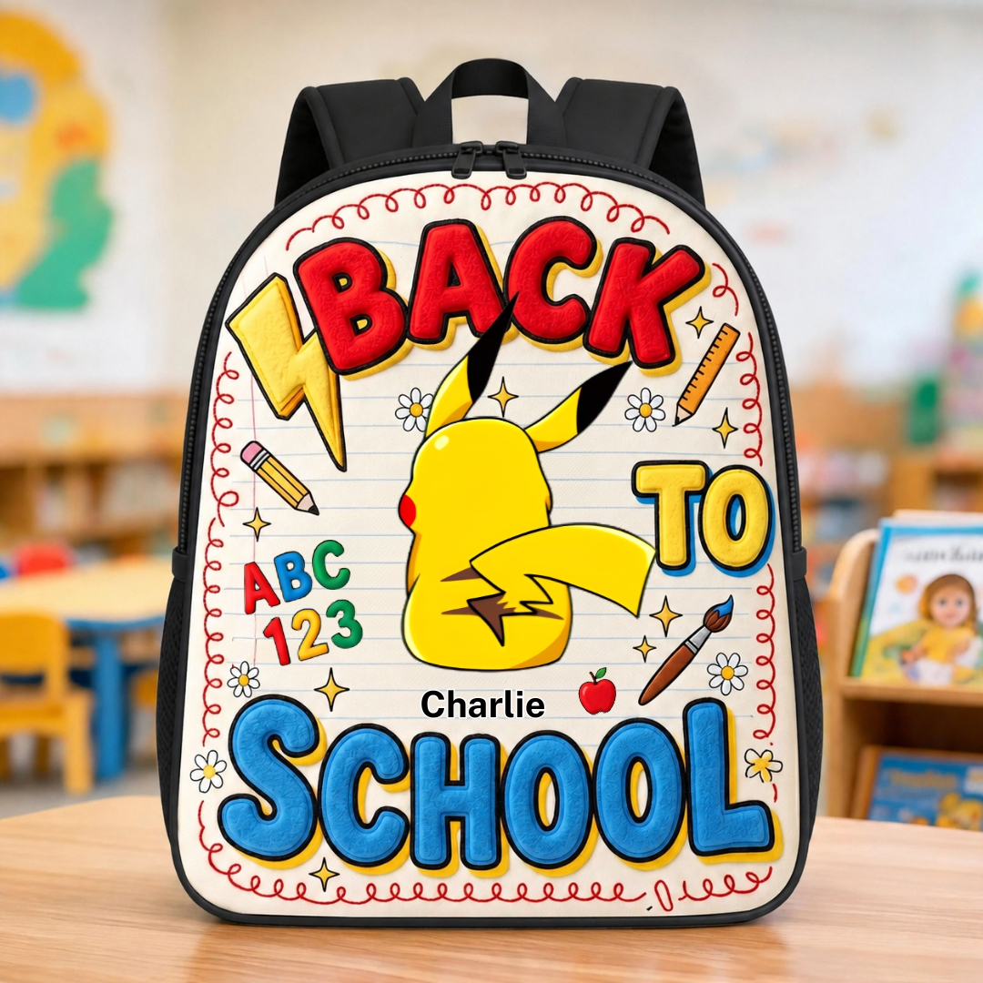 Personalized Cute Pocket Monsters Backpack Set for Kids - Back to School Gift