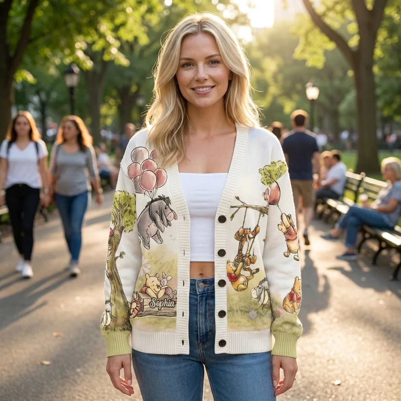 Personalized Knitted Cardigan Custom Name for Her - Cozy & Stylish