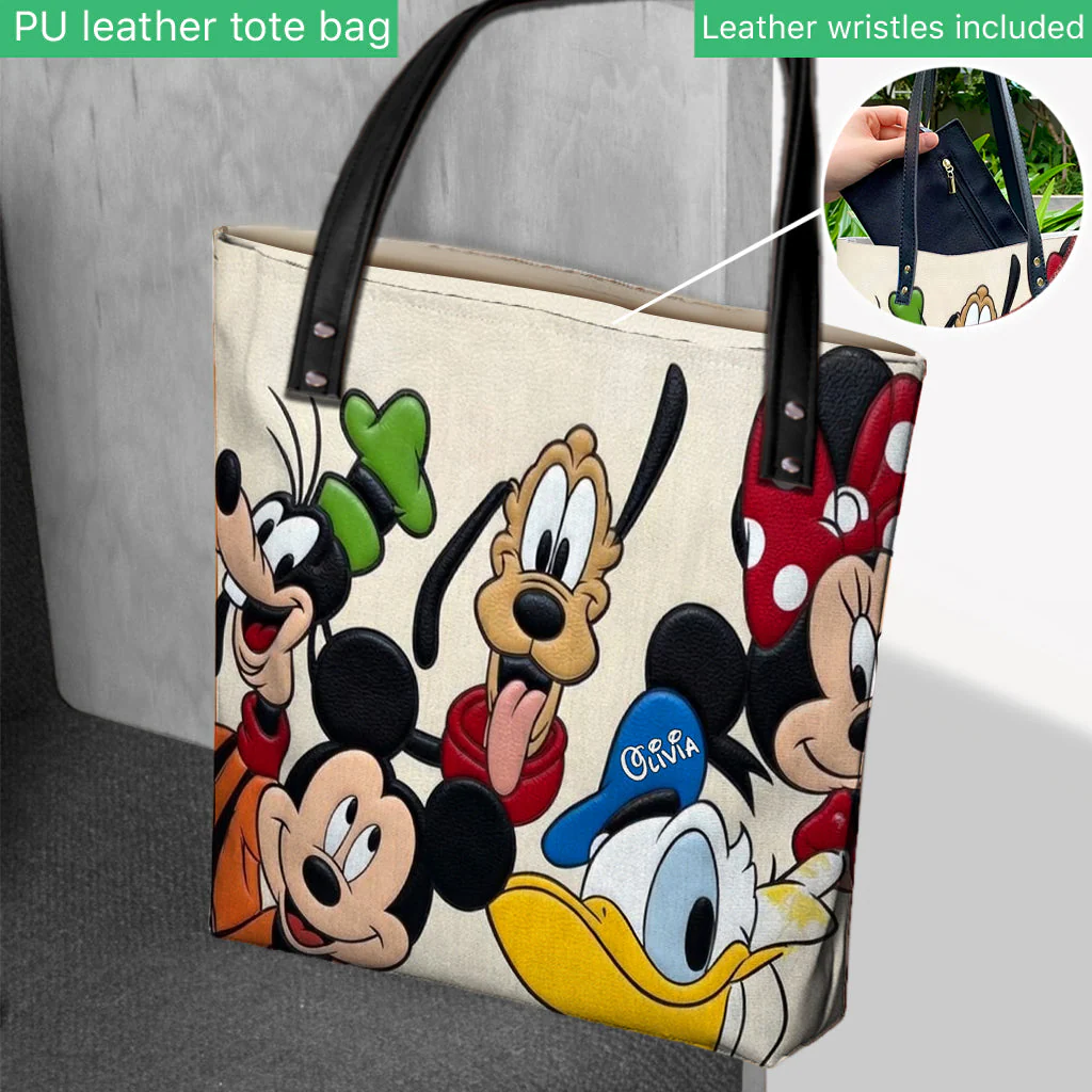 Personalized Disney Character Tote Bag Custom Name Gift for Movie Fans