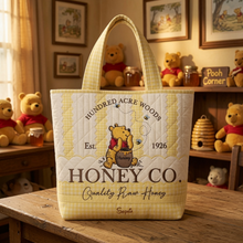 Load image into Gallery viewer, Personalized Quilted Tote Bag Honey Bear Gift for Her
