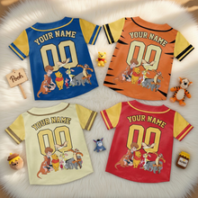 Load image into Gallery viewer, Personalized Baseball Jersey with Honey Bear Characters for Kids and Adults - Unique Family Gift

