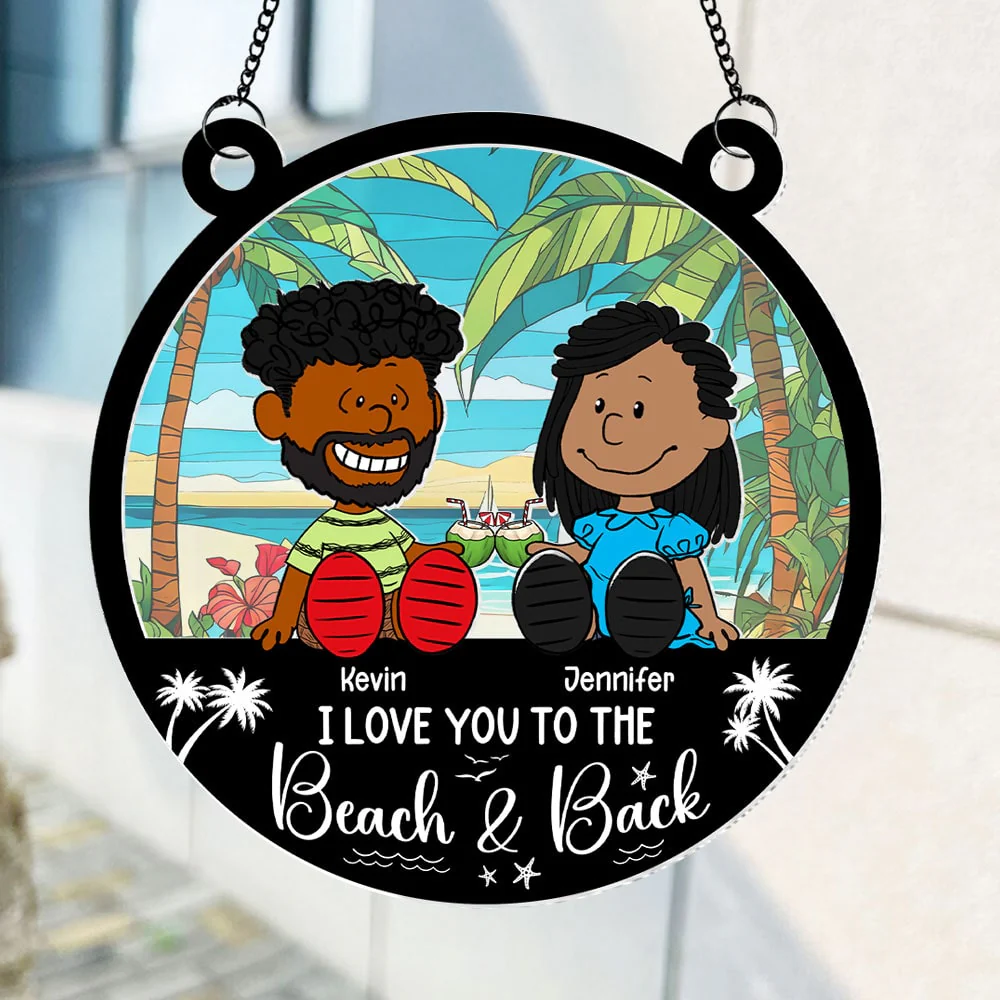 Personalized Beach-Themed Suncatcher Ornament Gift for Couple