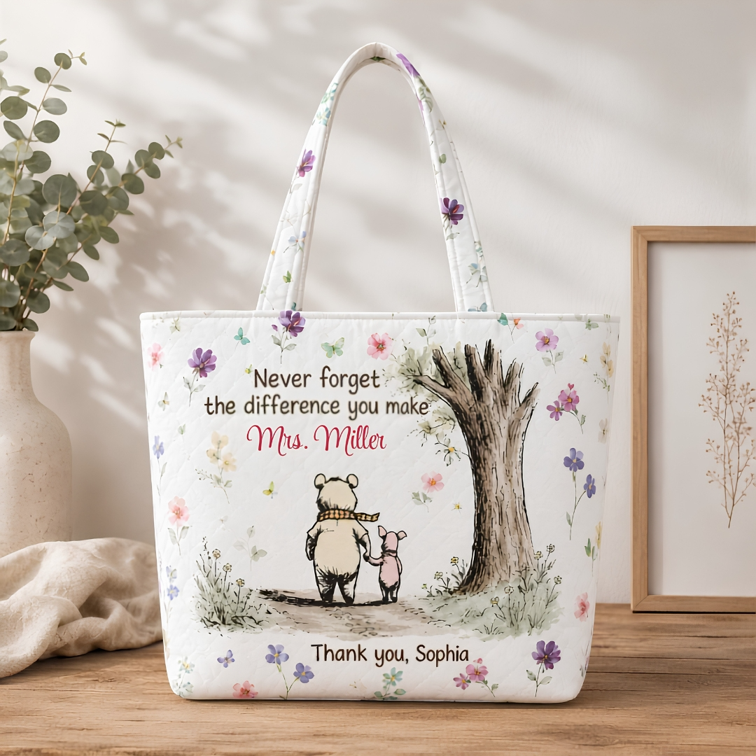 Personalized Quilted Tote Bag Thank You Teacher Gift Floral