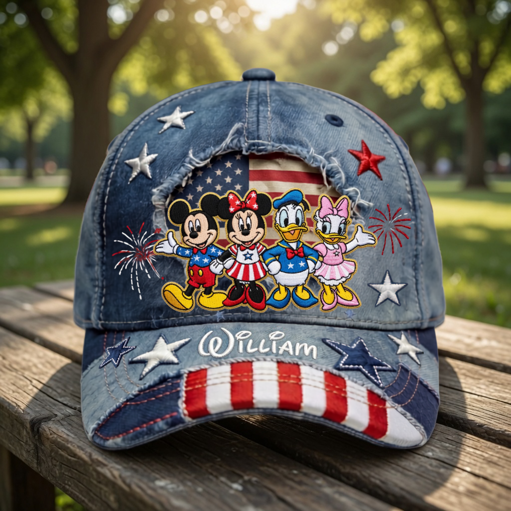 Personalized Classic Cap with Mickey & Friends - Unique Gift for Patriots
