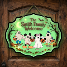 Load image into Gallery viewer, Personalized Luminous Wooden Halloween Sign Family Welcome Gift
