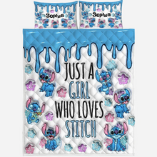 Load image into Gallery viewer, Personalized Stitch Quilt Bedding Set Custom Name Gift for Her
