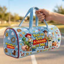 Load image into Gallery viewer, Personalized Quilted Duffle Bag You've Got A Friend In Me Gift for Kids
