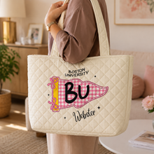 Load image into Gallery viewer, Personalized Quilted Tote Bag Custom School Name Gift for Students
