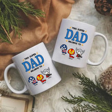 Load image into Gallery viewer, Personalized Super Dad Ceramic Mug Custom Family Names Gift

