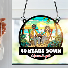Load image into Gallery viewer, Personalized Funny Cartoon Suncatcher Gift for Couple Anniversary
