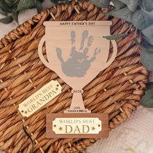 Load image into Gallery viewer, Personalized Handprint Wood Sign Gift for Dad Grandpa
