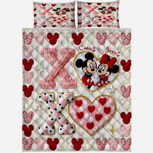 Load image into Gallery viewer, Personalized Mickey Mouse Quilt Bedding Set Custom Name Gift for Couple

