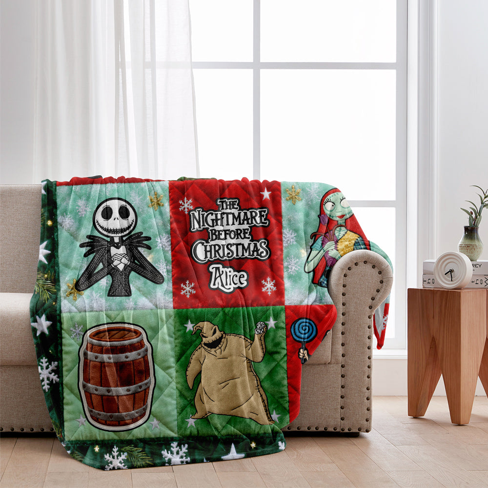 Personalized Spooky Blanket Nightmare Before Christmas Gifts for Family