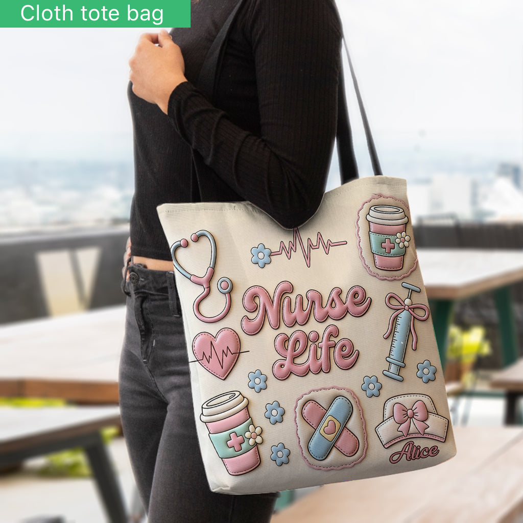 Personalized Nurse Life Tote Bag Custom Name Gift for Nurse