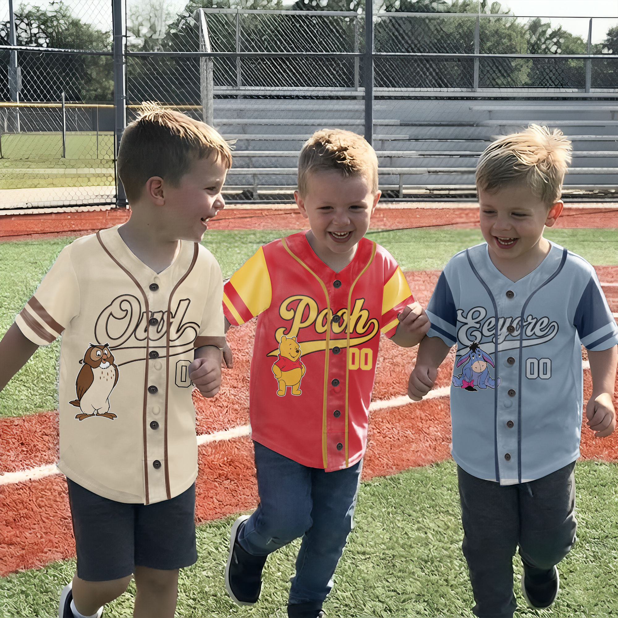 Personalized Baseball Jersey with Honey Bear Characters for Kids and Adults - Unique Family Gift