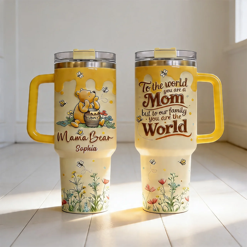 Personalized Mom Tumbler with Honey Bear Design - Mother's Day Gift